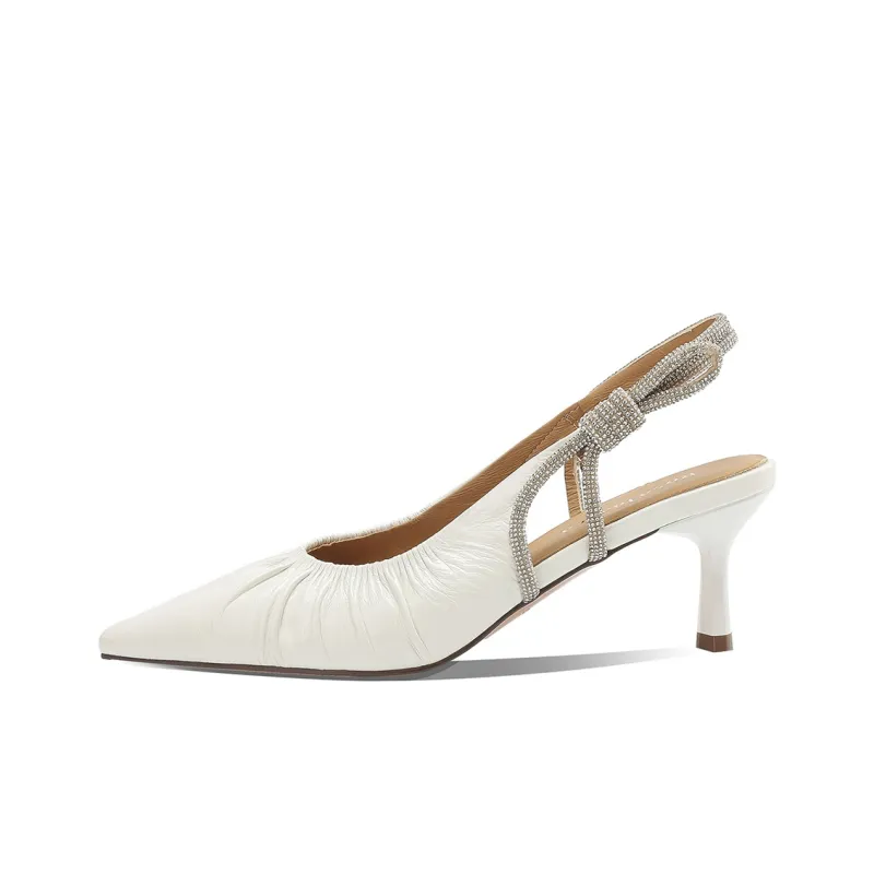 Rosa Bianca Flared Heel High Heels 6.5cm Women's Ecru-0