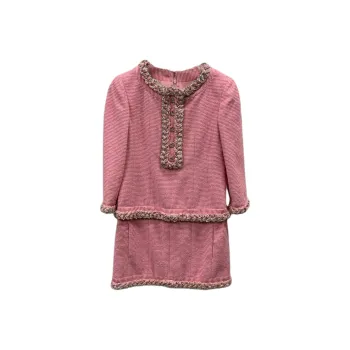CHANEL Long Sleeved Dresses Women's Pink
