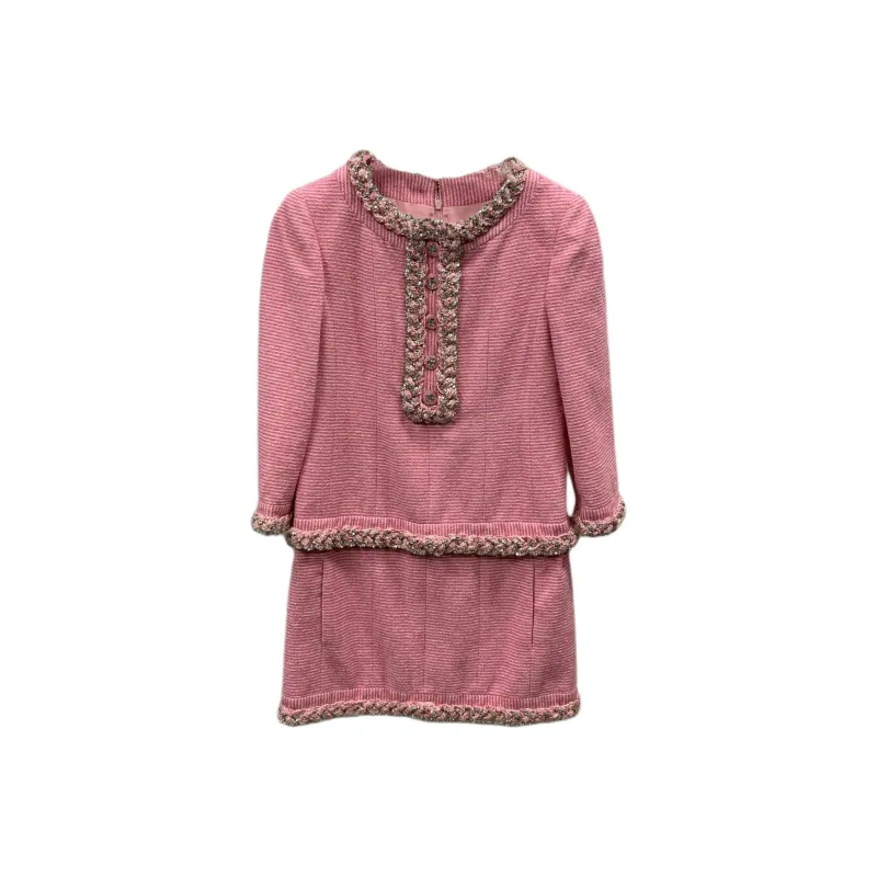 CHANEL Long Sleeved Dresses Women's Pink-0
