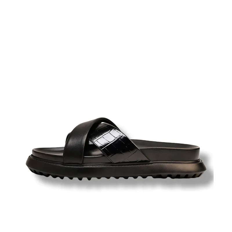 Brounvanm Rubber Foam Outsole Slide Slippers Men's Black-0