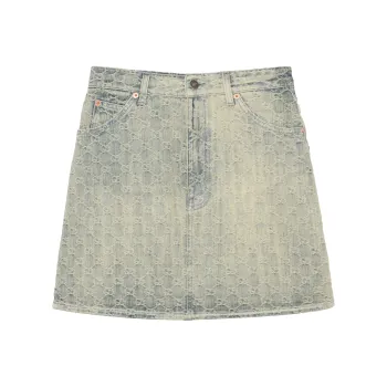 GUCCI SS22 Denim Short Skirts Women's Blue Black