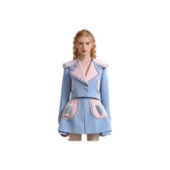 CHECOCRE Two Piece Skirt Sets Women's Blue & Pink