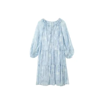 3COLOUR Long Sleeved Dress Women's Haze Blue Floral