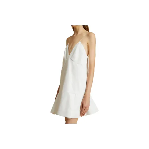 KHAITE Archie Plunging V Neck Mini Dress