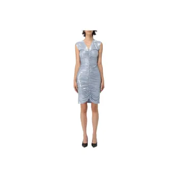 NORMA KAMALI V Neck Shirred Front Dress