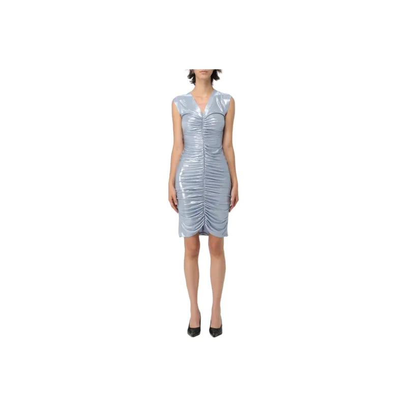 NORMA KAMALI V Neck Shirred Front Dress-0