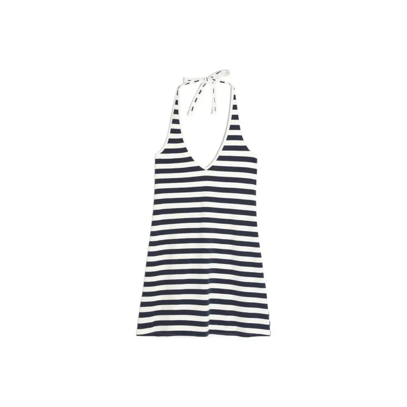 Hollister Sleeveless Dress Women's Marine Blue Stripe-0