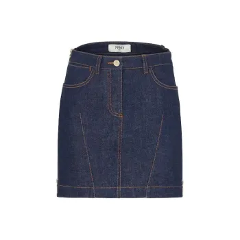 FENDI FW22 Denim Short Skirts Women's Blue