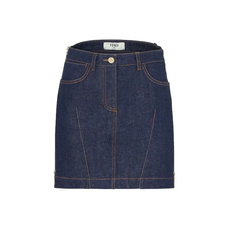 FENDI FW22 Denim Short Skirts Women's Blue-0