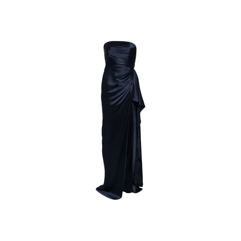 Michelle Mason Strapless Gathered Silk Gown-0