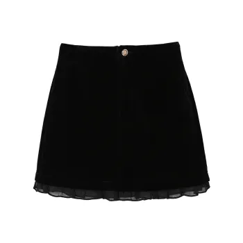 YESWOMEN Casual Short Skirts Women's Black Velour Skort