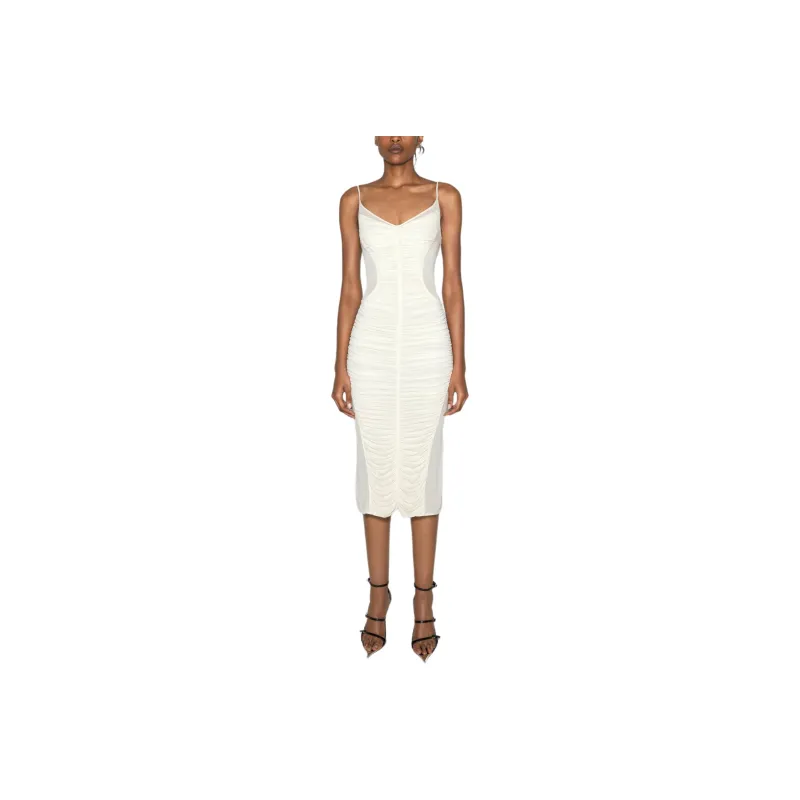 Mugler Ruched Midi Dress-0