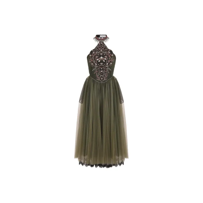 DIOR Sleeveless Dress Women's Dark Green-0