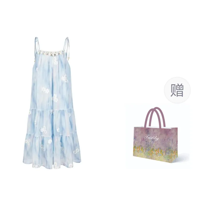 TASTILY Slip Dresses Women's Blue-9