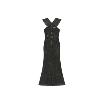 Self-portrait Rhinestone-embellished Mesh Midi Dress