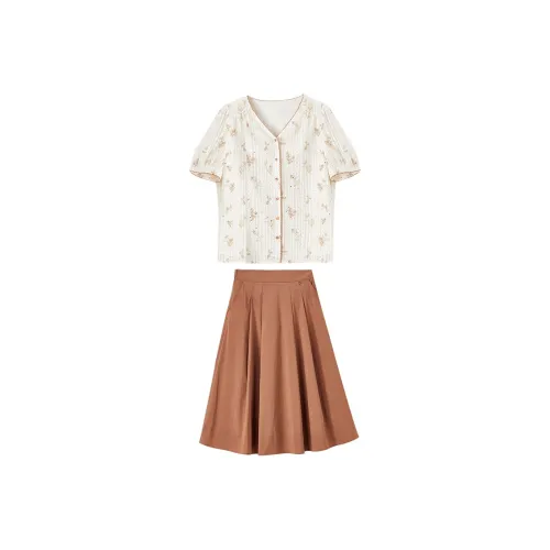 XIANGYING Skirt Set Women's Orange