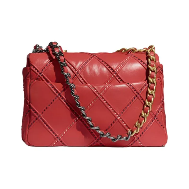 CHANEL 19Bag Lambskin Crossbody Bag, Shoulder Bag Trumpets Women's Red-1