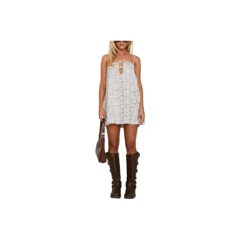 PRINCESS POLLY Belong Together Mini Dress Slip Dress Women's BLUE CHECK/Blue Plaid