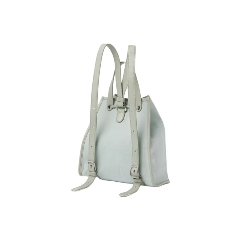 Loro Piana Cotton Backpack Medium Size Kids' Green Eucalyptus & Antique Silver-1