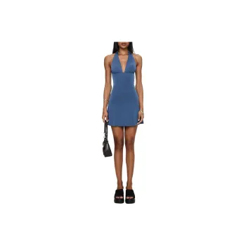 PRINCESS POLLY TINISIE HALTER MINI DRESS Sleeveless Dress Women's SLATE BLUE/Gray Blue