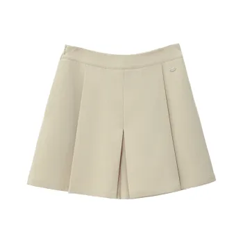 Fstudio Early Autumn High Rise A Line Pleated Wide Leg Casual Shorts Women's Beige Yellow