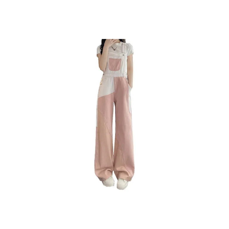 BENGEN Overalls Women's White Pink-0