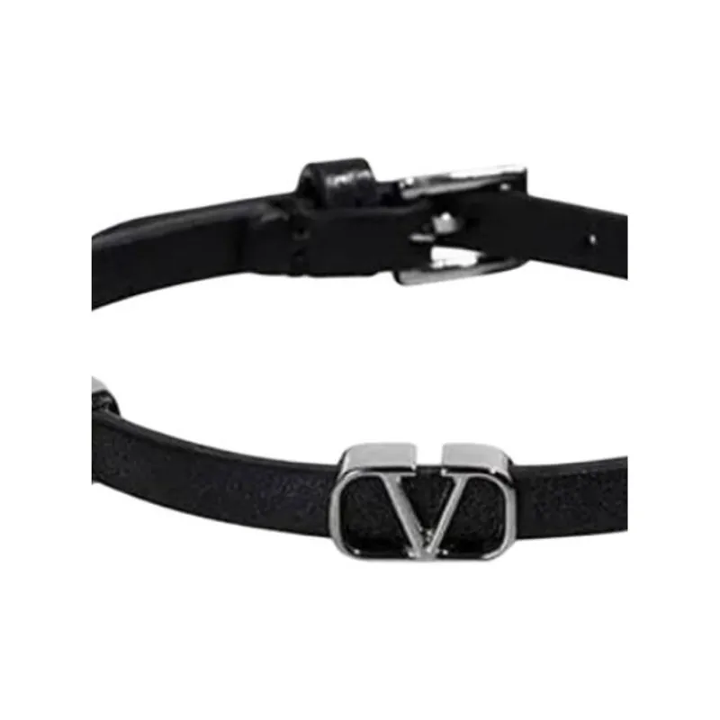 Valentino Leather Wristbands Men's Black-1