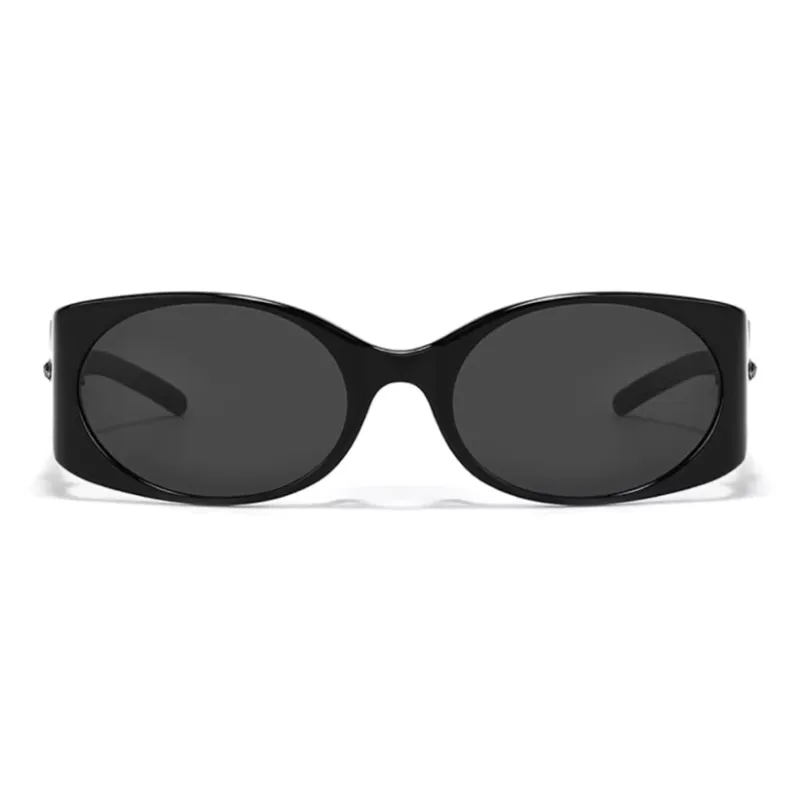 Fakeme Plate Frame Irregular Shape Sunglasses Unisex Black-1