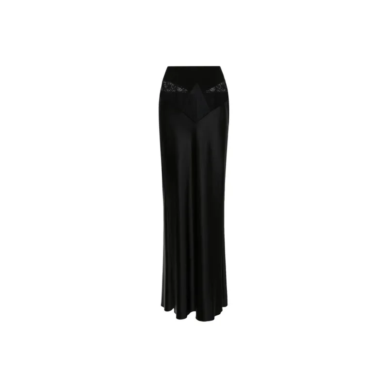 OFF-WHITE Satin Lace Maxi Skirt-0