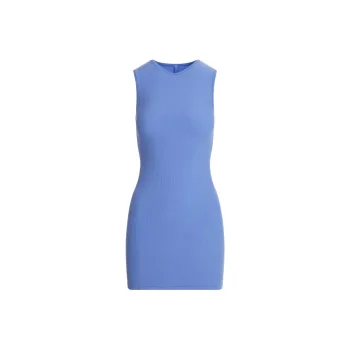 SKIMS SS25 SOFT LOUNGE V NECK TANK MINI DRESS Sleeveless Dress Women's CIELO/Xilo Blue