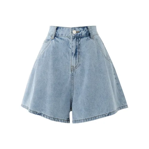 SOON FLOWER Denim Shorts Summer Women's Light Blue