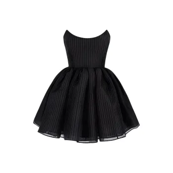 Selkie Collection FW24 Sleeveless Dress Women's Dark Blue Dotted Line Print