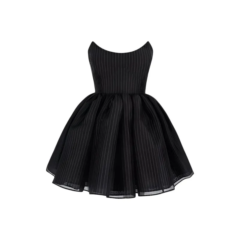 Selkie Collection FW24 Sleeveless Dress Women's Dark Blue Dotted Line Print-0