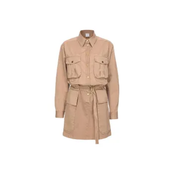 PINKO Old Wash Utility Dress Long Sleeved Dress Women's Beige