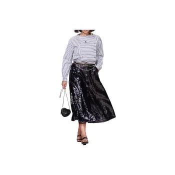 CHANEL Casual Long Skirts Women's Black
