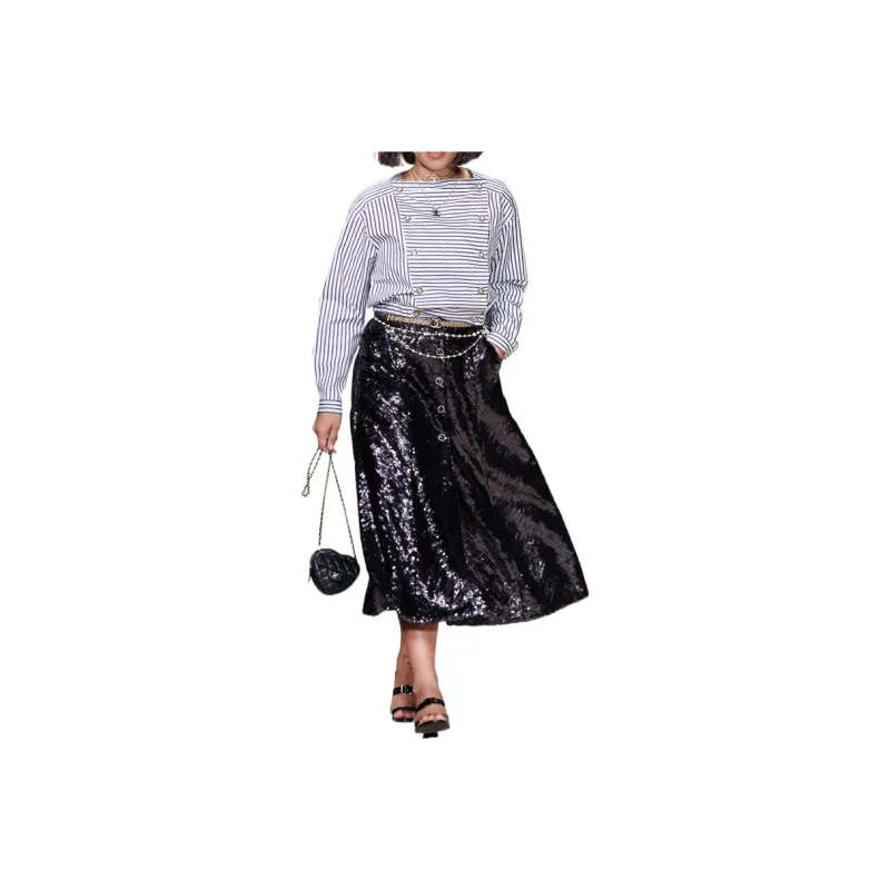 CHANEL Casual Long Skirts Women's Black-0