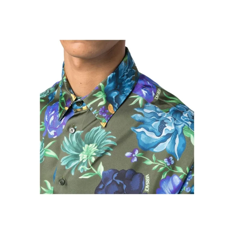 VERSACE Floral Printed Button-Up Shirt-7