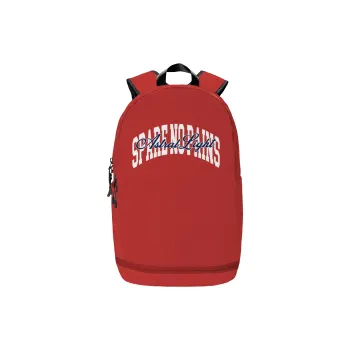 Spare No Pains. Polyester Backpack Unisex Red And White Two Tone