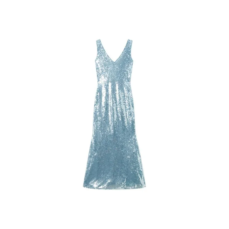 Self portrait Sequin Embellished V Neck Dress-0