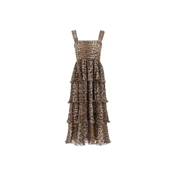 GANNI Leopard print Layered Midi Dress