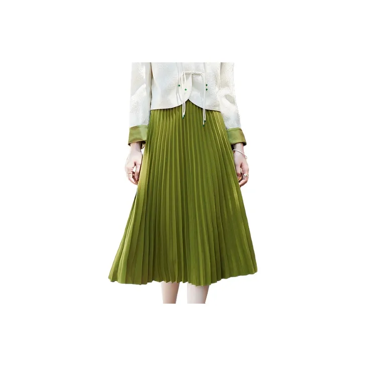 Like The Age Of Water Casual Long Skirts Women's Green-0