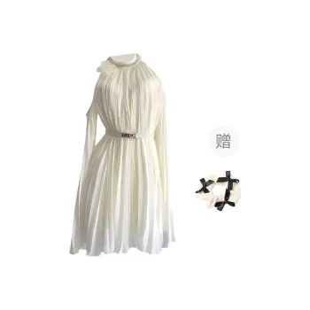 TURN UP Long Sleeved Dress Women's Apricot Comes With Belt+Bowknot Hair Tie