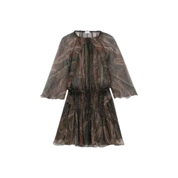 SAINT LAURENT Long Sleeved Dress Women's Dark Umber