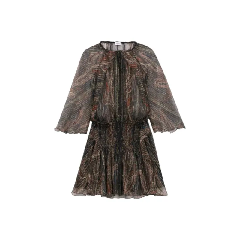 SAINT LAURENT Long Sleeved Dress Women's Dark Umber-0
