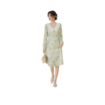 【dme】 Long Sleeved Dress Women's Light Green