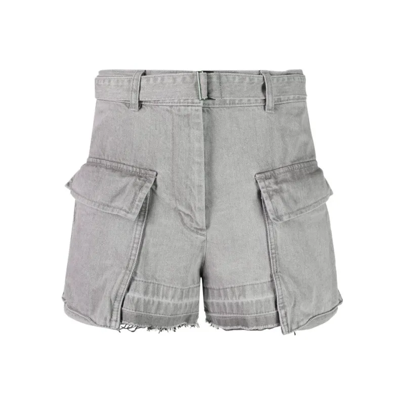 Sacai Belted waist High waisted Shorts-0