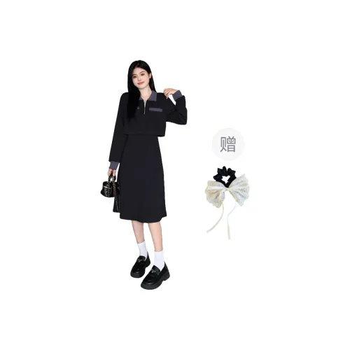 PAVEA Long Sleeved Leather Women's Black+Bowknot Hair Tie Comes With