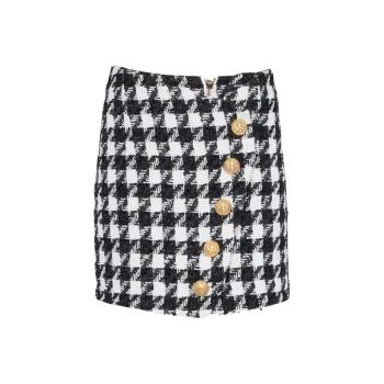 BALMAIN Houndstooth pattern Buttoned Skirt