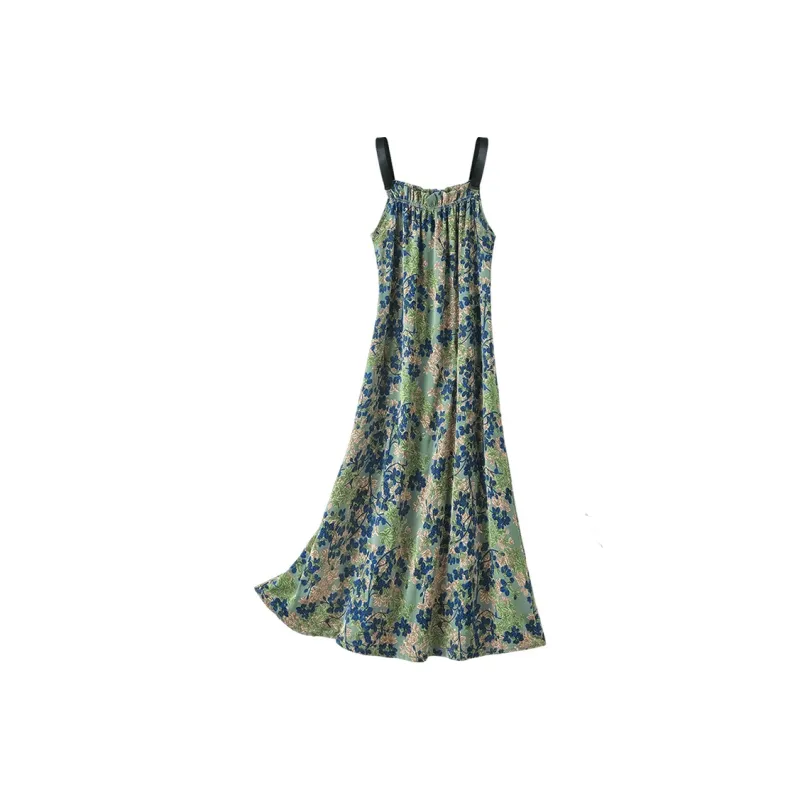 Cypress House Slip Dress Women's Green With Blue Floral-0