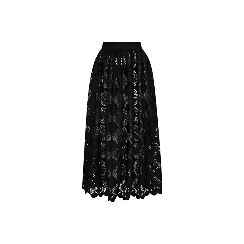 Oscar De La Renta Gardenia Guipure Midi Skirt-0